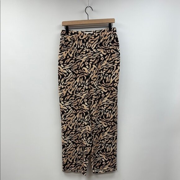 Fleur du Mal Tiger Print 100% Silk High Rise Cropped Wide Leg Pant Animal Boho 8 - Picture 3 of 11